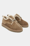 LUSHA Rome Beige Genuine Suede Leather Fur-Lined Lace-Up Shoes – 2 cm
