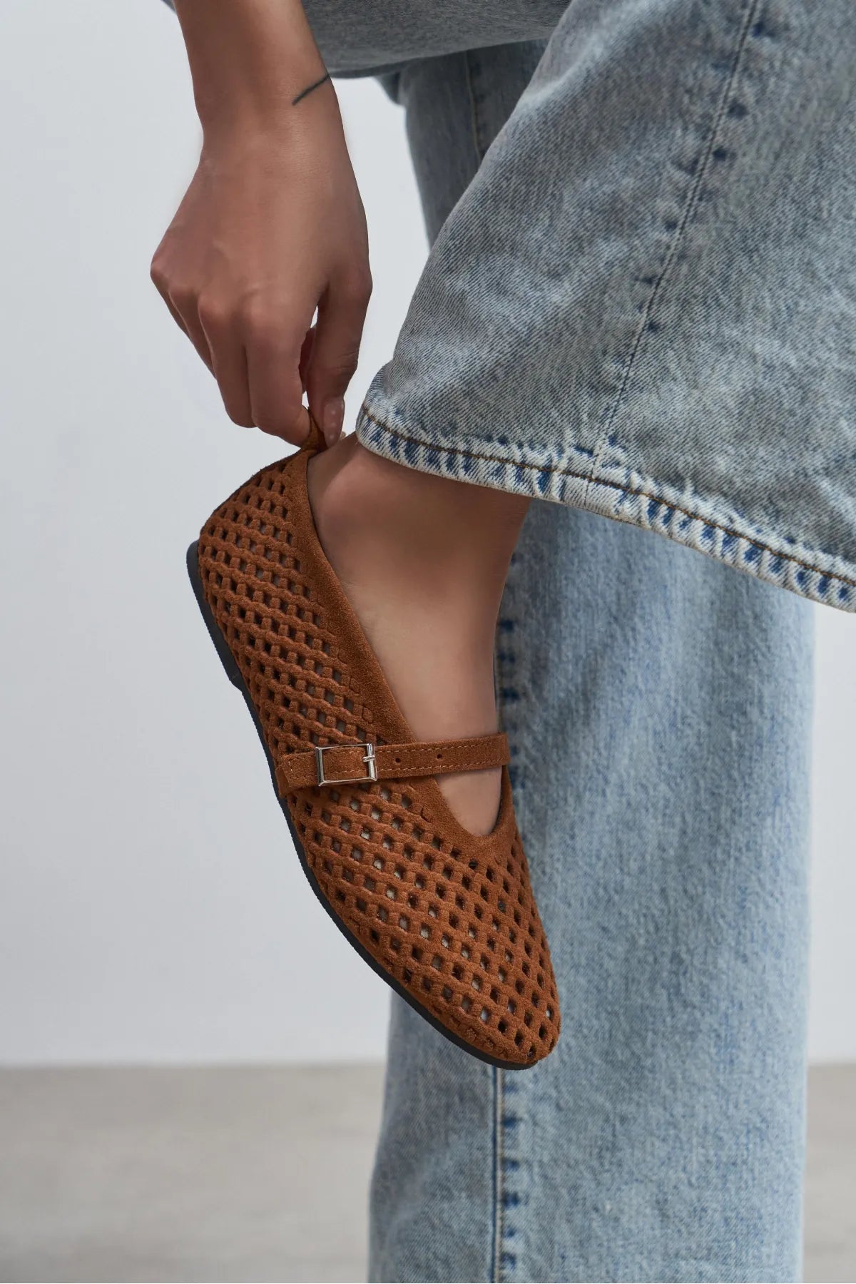 BELINDA Tan Suede Leather Studded Buckle Detail Women’s Ballerina Flats | Ballet Flats | FOOTWEAR | Lebbse BELINDA Tan Suede Leather Studded Buckle Detail Women’s Ballerina Flats | Ballet Flats | FOOTWEAR | Lebbse