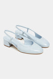 HARMONY Baby Blue Rustic Pattern Square Toe Buckle Detail Women’s Ballerina Shoes