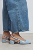 HARMONY Baby Blue Rustic Pattern Square Toe Buckle Detail Women’s Ballerina Shoes