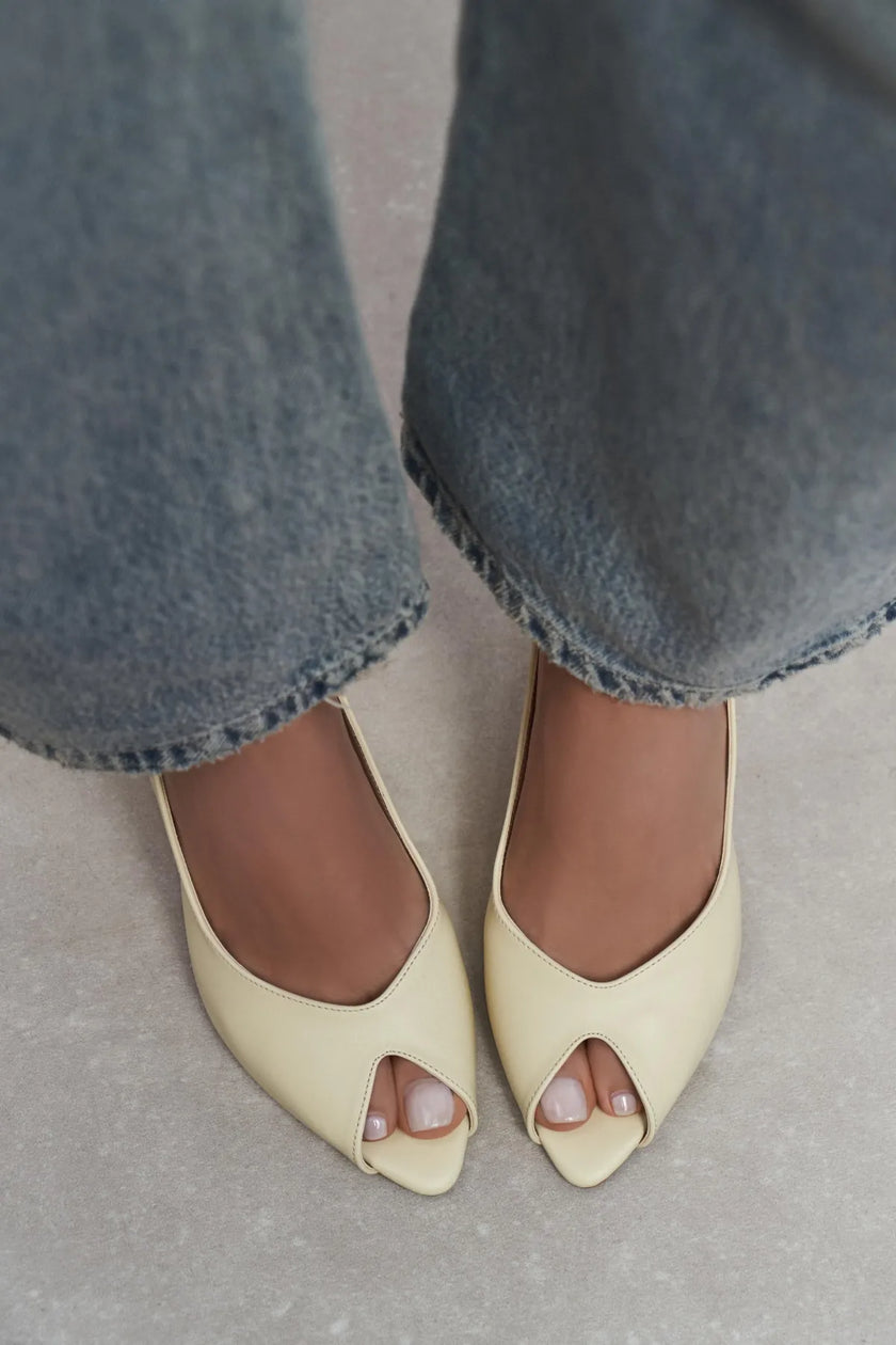 BETTY Butter Yellow Matte Open Toe Women’s Heels