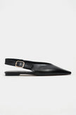 TESSA Black Matte Pointed Toe Buckle Detail Low Heel Women’s Flats