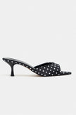 PROMISE Black Polka Dot Patterned Pointed-Toe Women's Heeled Slippers