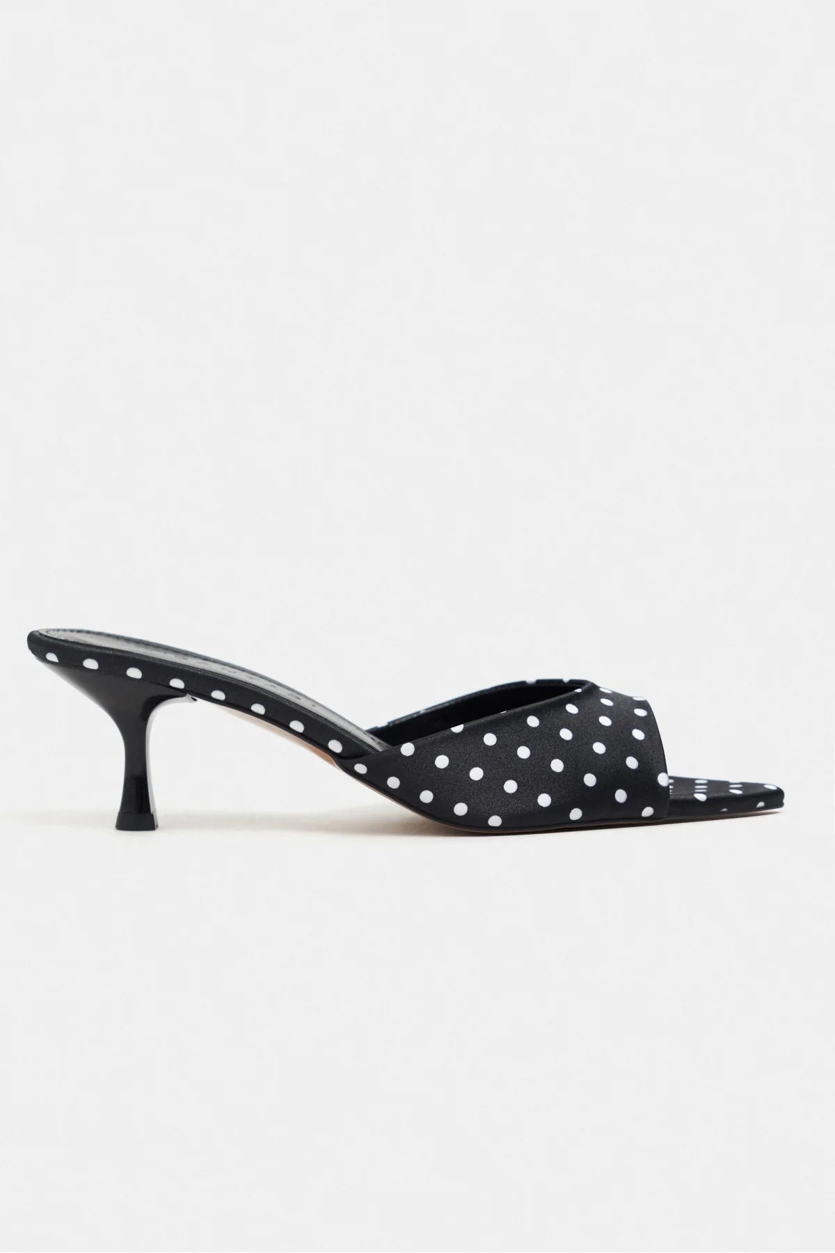 PROMISE Black Polka Dot Patterned Pointed-Toe Women's Heeled Slippers