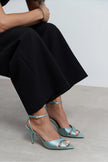 MONICA Turquoise Satin Ankle Strap Detail Women’s Stiletto Heels