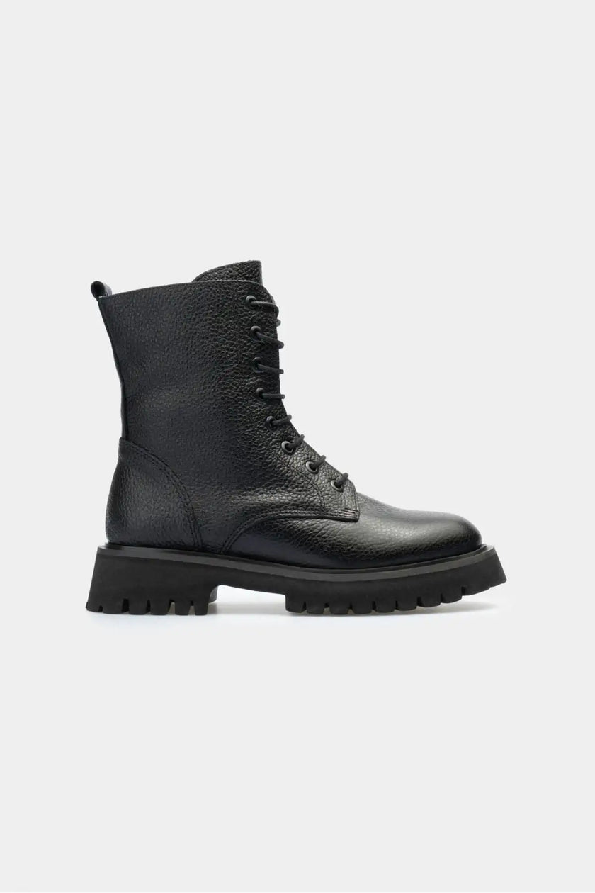 TEMPEST BLACK GENUINE LEATHER LACE-UP WOMEN'S COMBAT BOOTS
