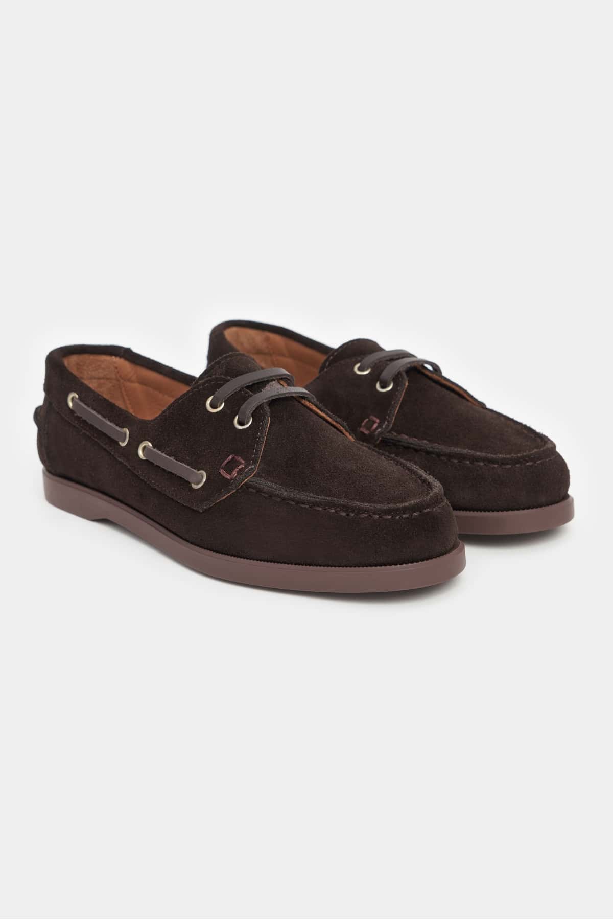 JAVED BROWN FLAT SOLE LACE-UP DETAIL WOMEN'S BALLERINA SHOES