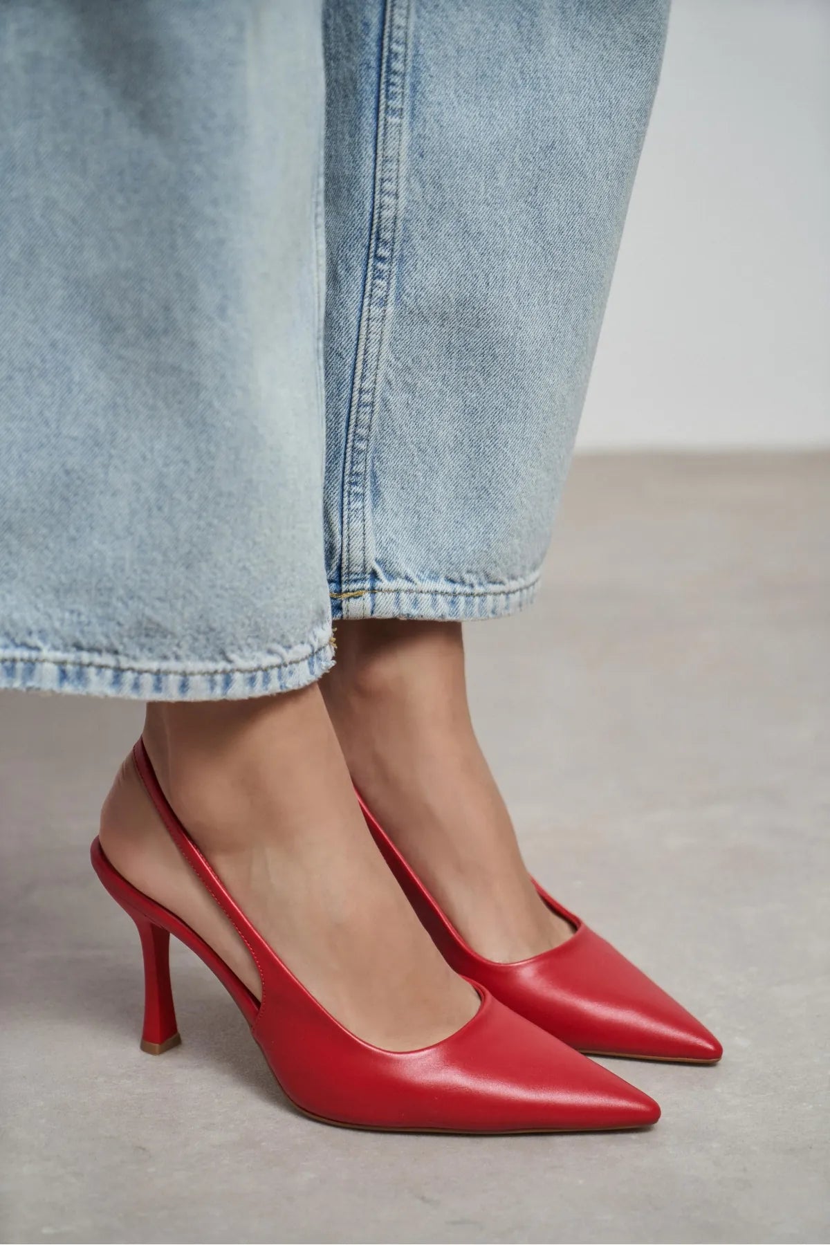 ELARA Red Matte Slingback V-Vamp Pointed Toe Women’s Heels | FOOTWEAR | Heels | Lebbse ELARA Red Matte Slingback V-Vamp Pointed Toe Women’s Heels | FOOTWEAR | Heels | Lebbse