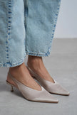 WILSON Sand Beige Satin Neoprene Slingback Women’s Heels