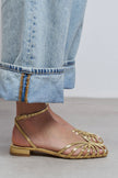 PIKA Gold Metallic Buckle Detail Women’s Sandal Flats
