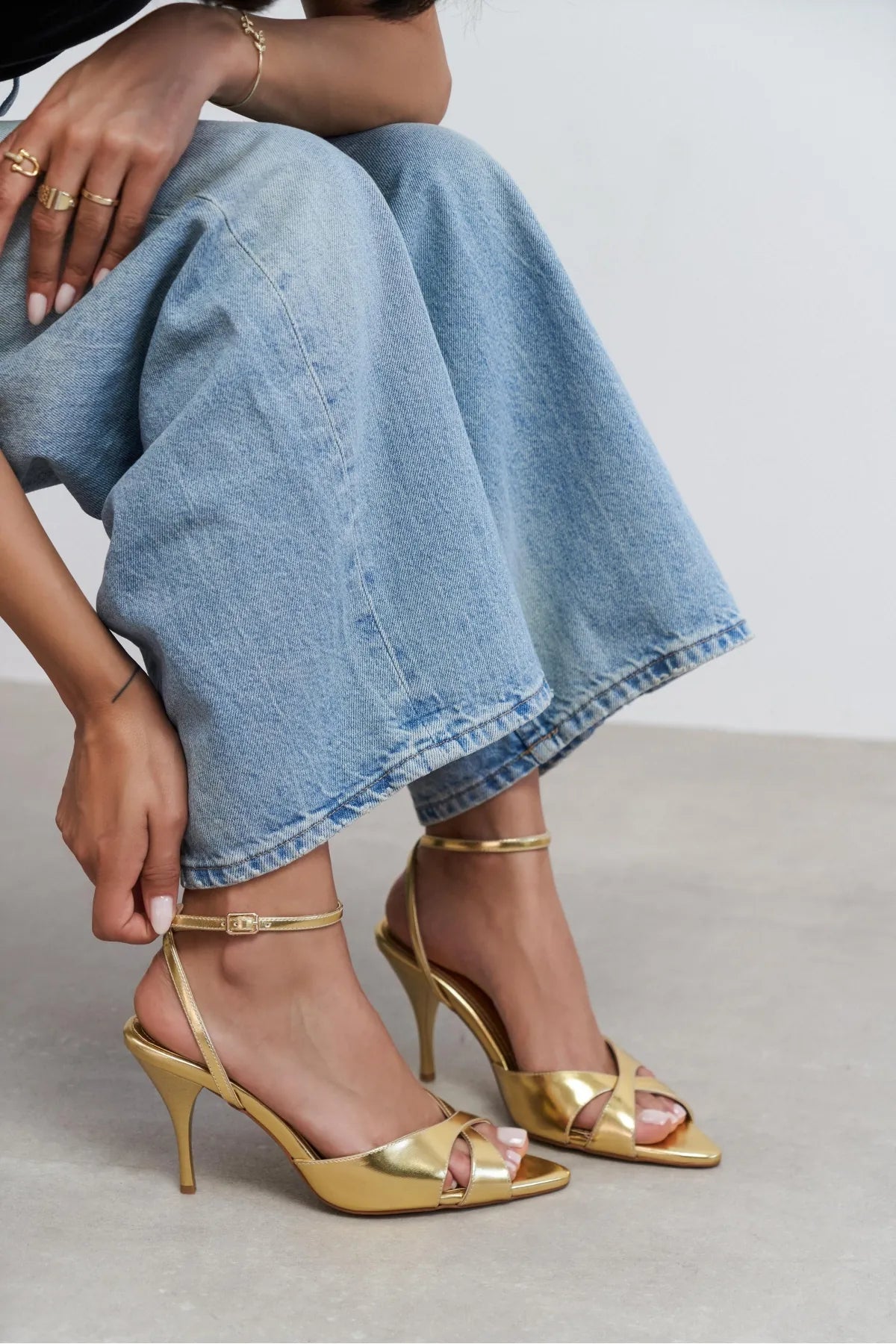 MONICA Gold Metallic Ankle Strap Detail Women’s Stiletto Heels | FOOTWEAR | Heels | Lebbse MONICA Gold Metallic Ankle Strap Detail Women’s Stiletto Heels | FOOTWEAR | Heels | Lebbse