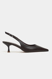 MEGY Brown Matte Slingback Pointed-Toe Women's Heels