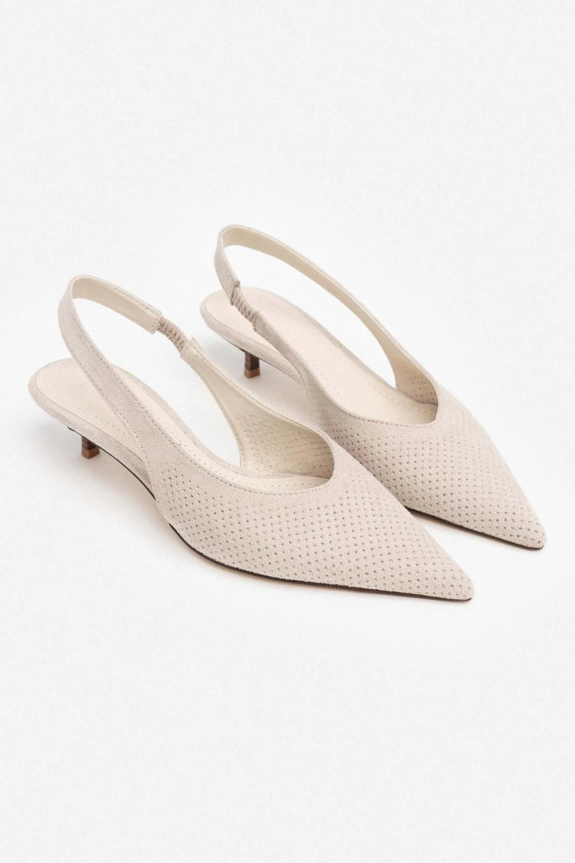 Rossa Light Beige Suede Ankle Elastic Detail Women's High Heel Shoes