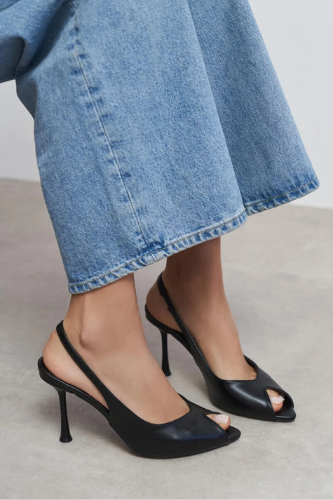 BETTY Black Matte Open Toe Women’s Heels