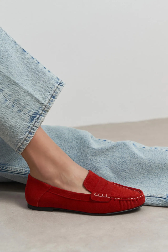 MISTY Red Suede Genuine Leather Women’s Loafer