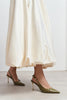 VIORA Green Rustic Buckle Detail Women’s Gold Heel Shoes