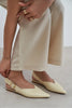 BENETO Butter Yellow Matte Pointed Toe Belt Detail Women’s Ballet Flats