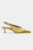 WILSON Green Satin Neoprene Slingback Women’s Heels