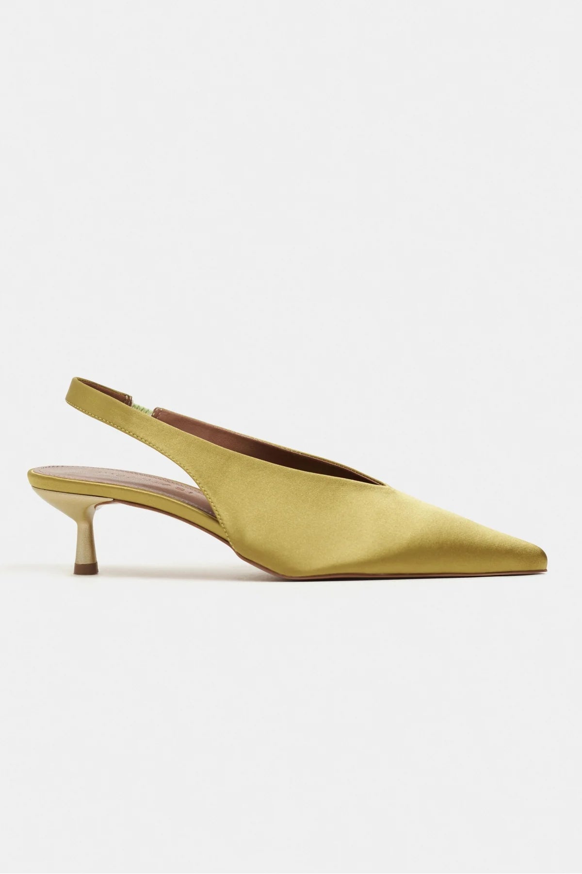 WILSON Green Satin Neoprene Slingback Women’s Heels