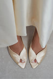 ROXY Butter Yellow Satin Ankle Strap Open Toe Women’s Heels