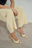 MAIA Butter Yellow Matte Pointed Toe Open Front Women’s Thin Heel Shoes