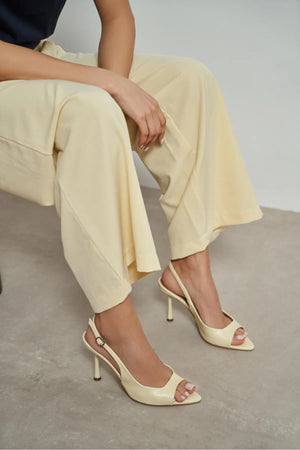 MAIA Butter Yellow Matte Pointed Toe Open Front Women’s Thin Heel Shoes
