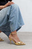 MONICA Gold Metallic Ankle Strap Detail Women’s Stiletto Heels