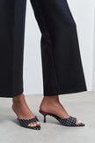 PROMISE Black Polka Dot Patterned Pointed-Toe Women's Heeled Slippers