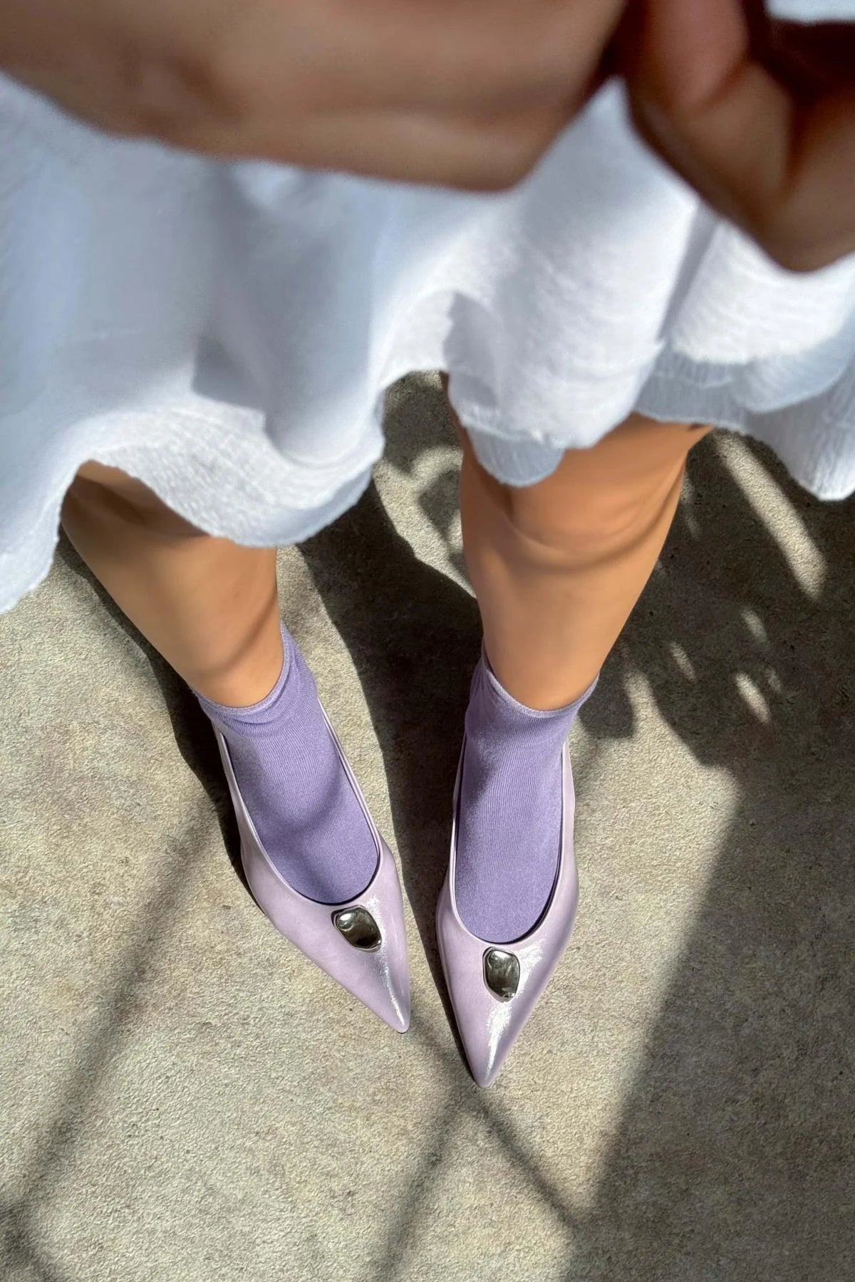 Cartella Lilac Patterned Matte Accessory Detailed Women's High Heel Shoes