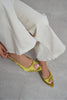 SALVA Green Satin Pointed Toe Open Front Women’s Heels