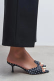 PROMISE Black Polka Dot Patterned Pointed-Toe Women's Heeled Slippers