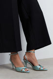 MONICA Turquoise Satin Ankle Strap Detail Women’s Stiletto Heels