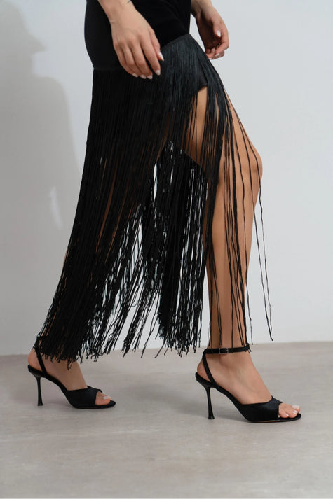 CHARMS Black Velvet Ankle Strap Detail Women’s High Heels