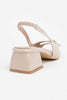 Ernest Beige Wrinkled Matte Belt Detailed Short Heeled Women's Sandals