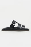 SPIRIT Black Matte Buckle Detail Flat Women’s Slippers