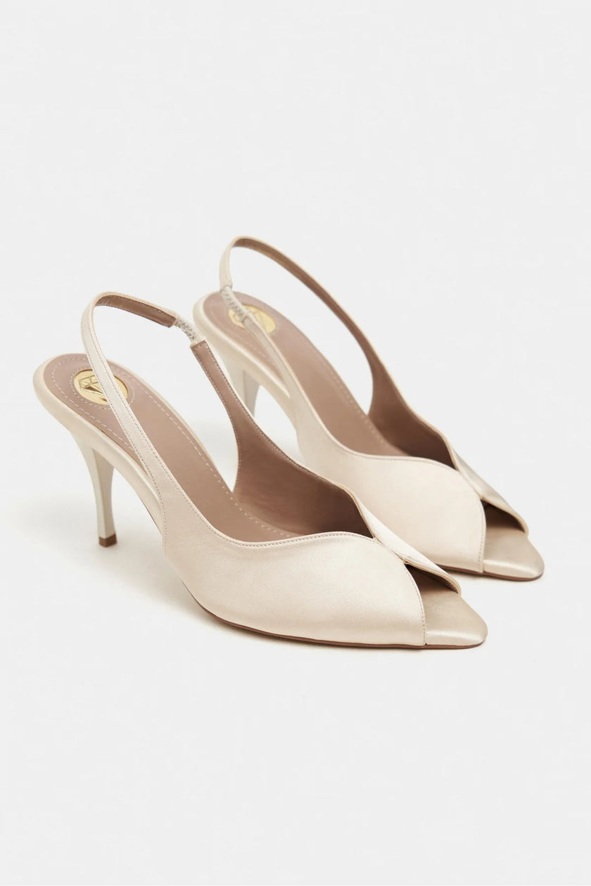 ROXY Butter Yellow Satin Ankle Strap Open Toe Women’s Heels