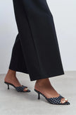 PROMISE Black Polka Dot Patterned Pointed-Toe Women's Heeled Slippers