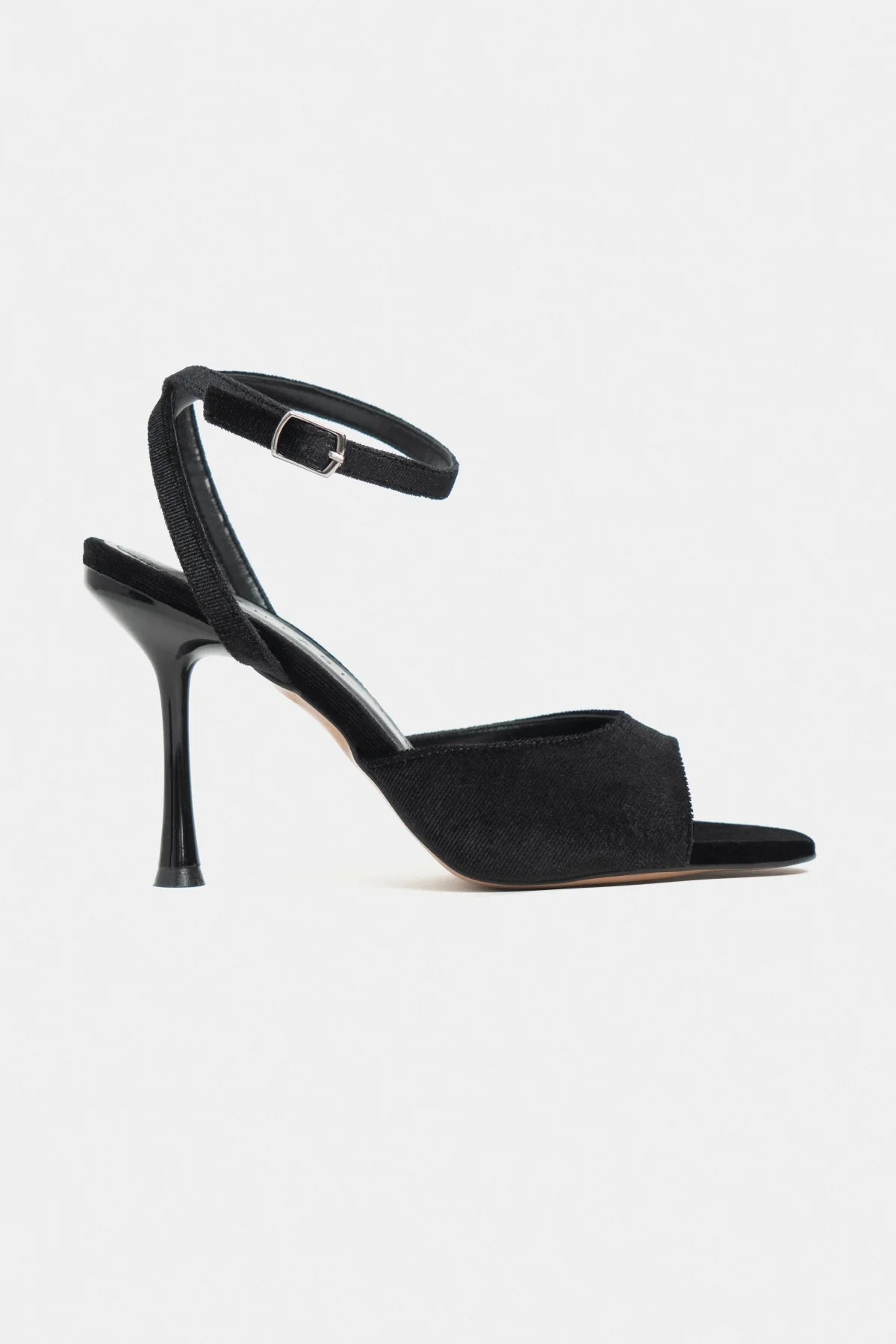 CHARMS Black Velvet Ankle Strap Detail Women’s High Heels