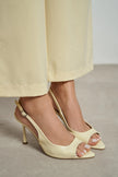 MAIA Butter Yellow Matte Pointed Toe Open Front Women’s Thin Heel Shoes