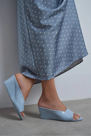 ALLISON Baby Blue Rustic Wedge Heel Women’s Slippers