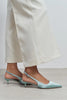 ROVIA Turquoise Satin Pointed-Toe Thin Heel Women's Shoes