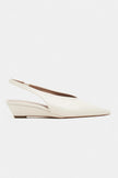 NINO Beige Matte Pointed Toe Back Strap Women’s Wedge Heel Shoes