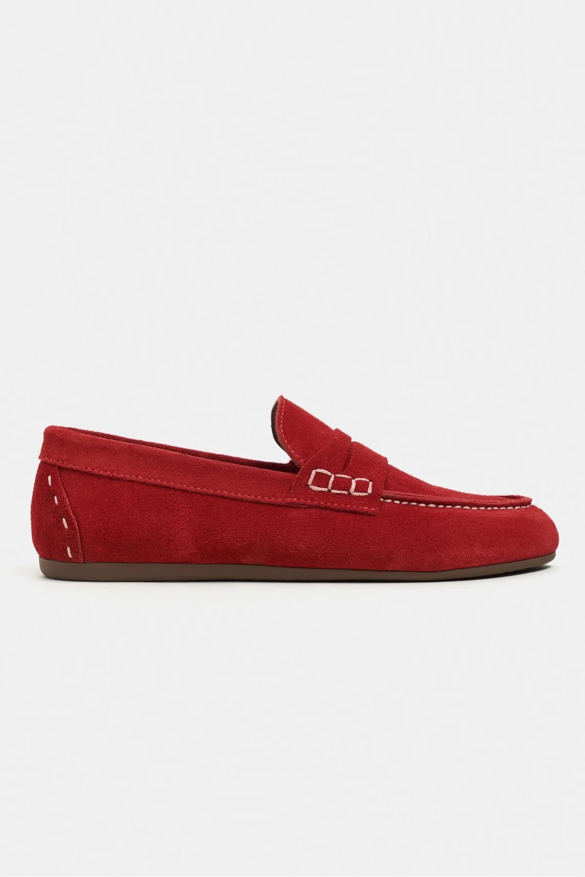 JERY Red Suede Leather Women’s Loafer Shoes