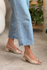 Ernest Beige Wrinkled Matte Belt Detailed Short Heeled Women's Sandals