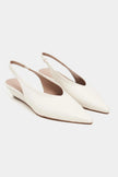 NINO Beige Matte Pointed Toe Back Strap Women’s Wedge Heel Shoes
