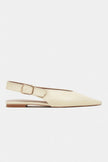 TESSA Butter Yellow Matte Pointed Toe Buckle Detail Low Heel Women’s Flats