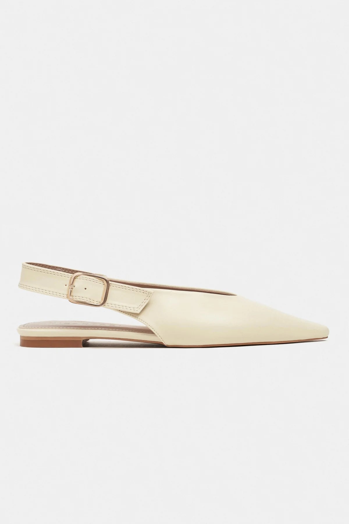TESSA Butter Yellow Matte Pointed Toe Buckle Detail Low Heel Women’s Flats