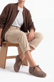 Palivoy Taupe Suede Lace-Up Casual Women's Sneaker Flats