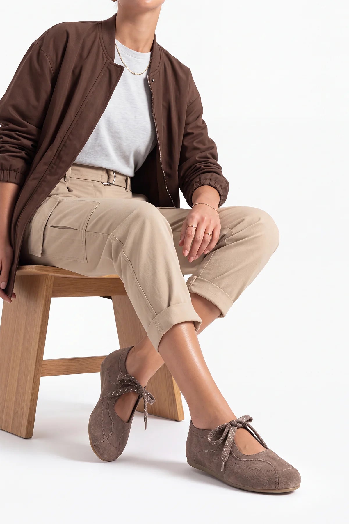 Palivoy Taupe Suede Lace-Up Casual Women's Sneaker Flats