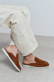 LETTY Tan Suede Leather Flat Women’s Loafer Slippers